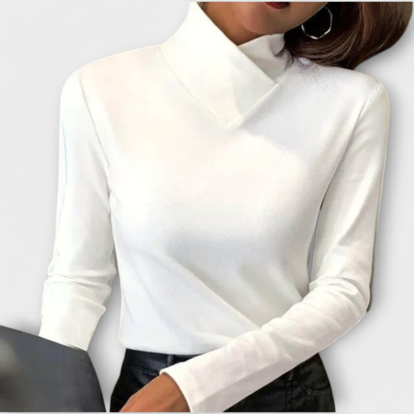 Rebecca | Stylish blouse with high collar and V-neck