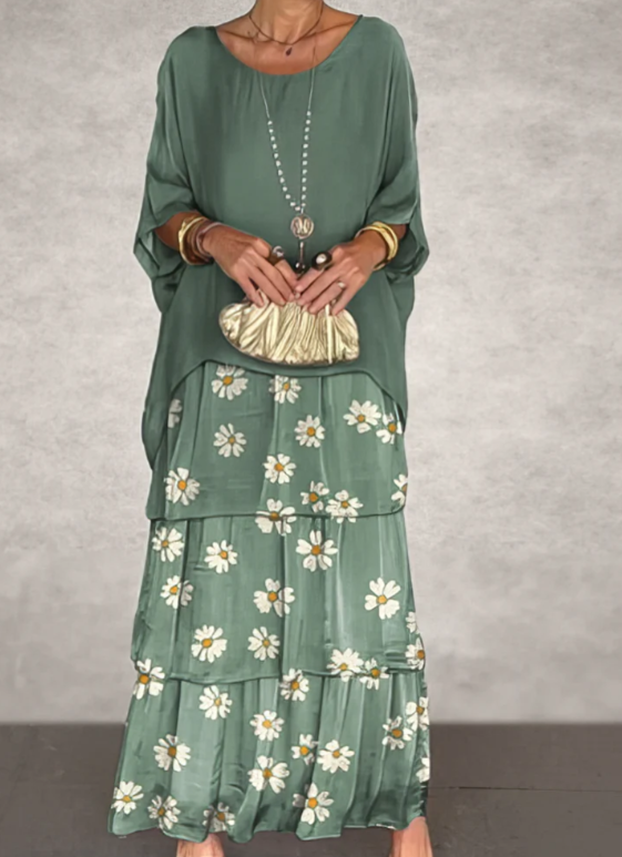 Leona | Loose Crew Neck Maxi Dress