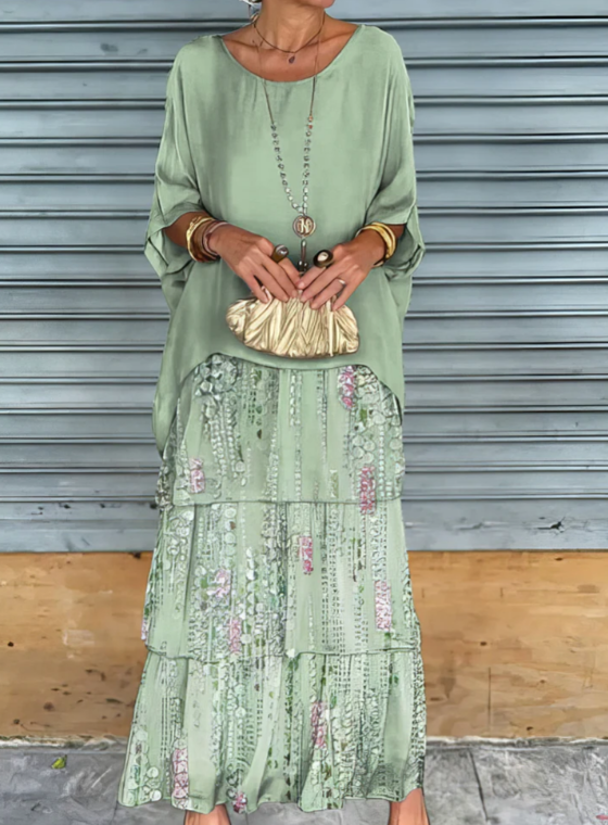 Leona | Loose Crew Neck Maxi Dress