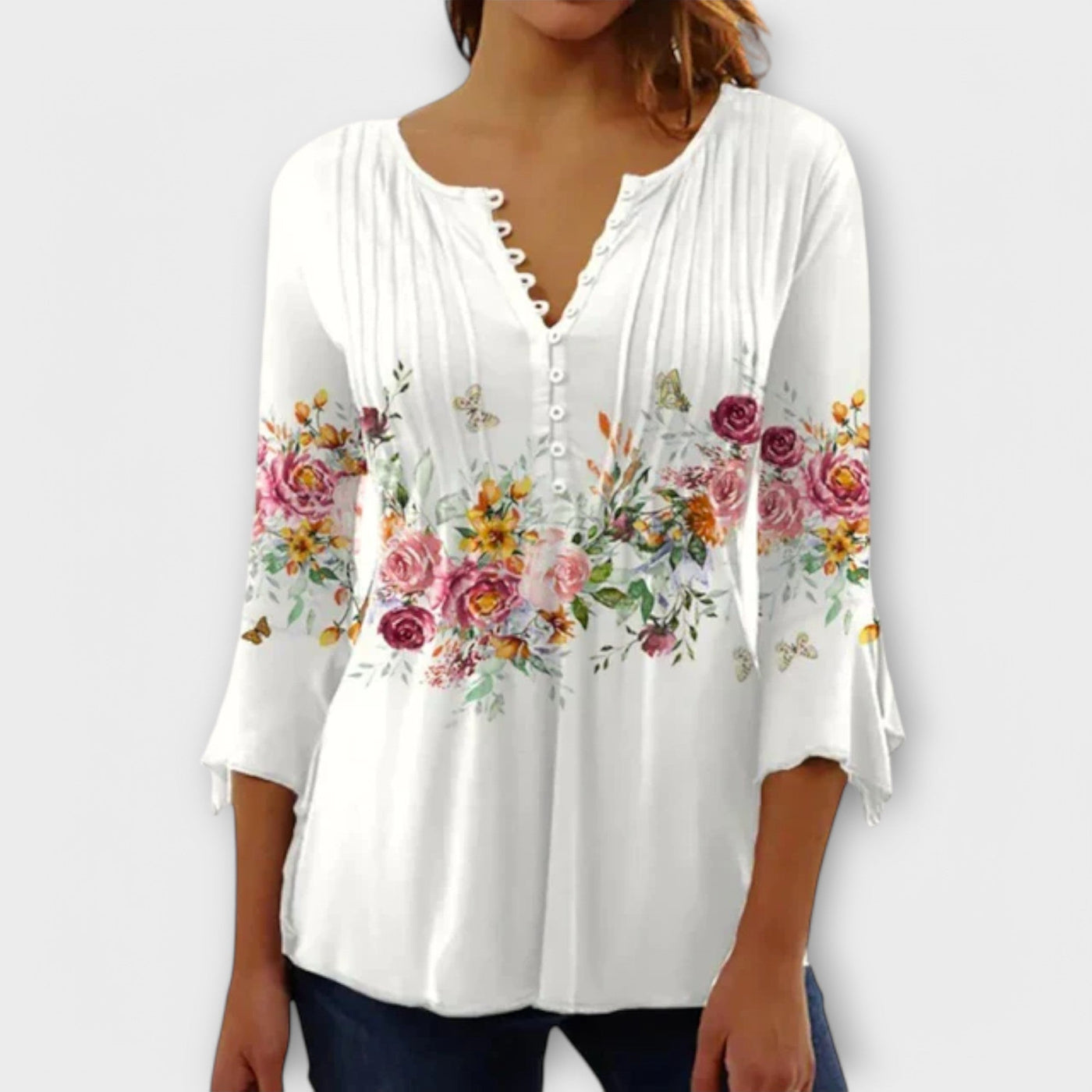 Juliane | V-neck Blouse with Sleeves