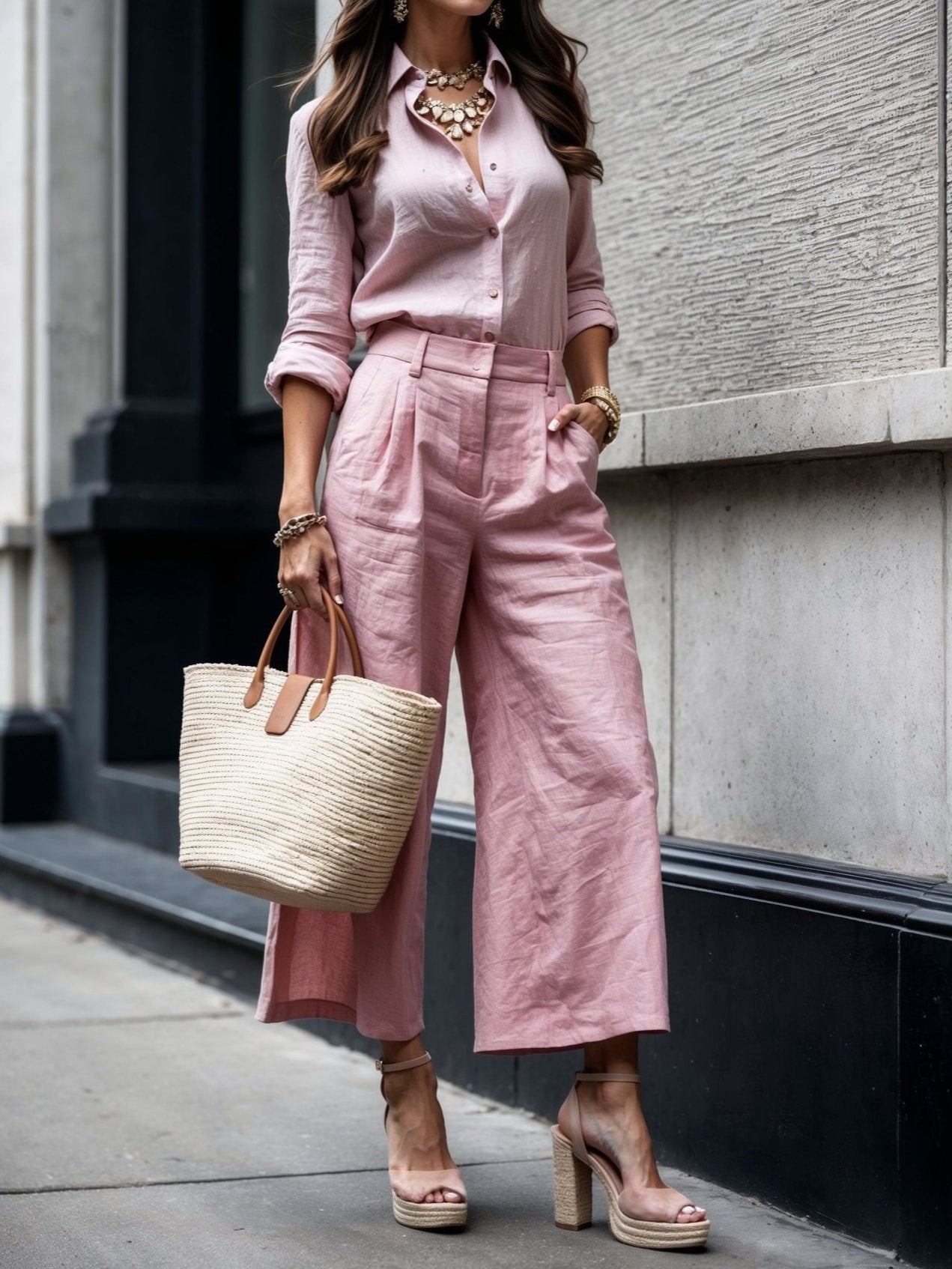 Morgan & Stella Vermont™ | Pink Capri Pants and Loose Shirt Set