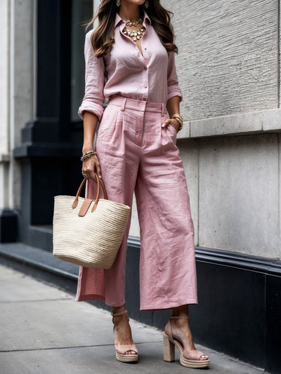 Morgan & Stella Vermont™ | Pink Capri Pants and Loose Shirt Set
