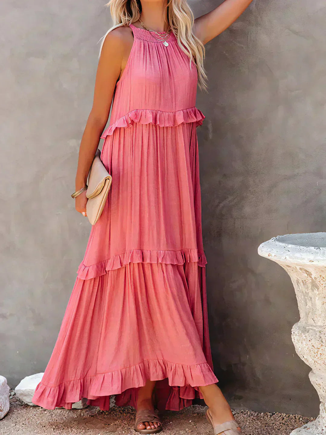 Cindy | Chic Ruffle Trim Sleeveless Dress