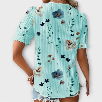 Emily | Flower V-Neck Blouse