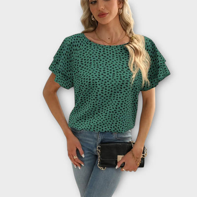 Samantha | Blouse with Ruffle Details and Round Neck
