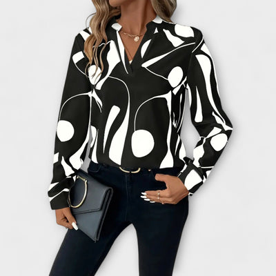 Flora | Elegant long-sleeved blouse with V-neck