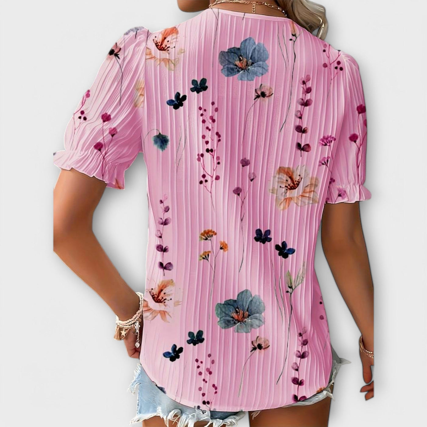 Emily | Flower V-Neck Blouse