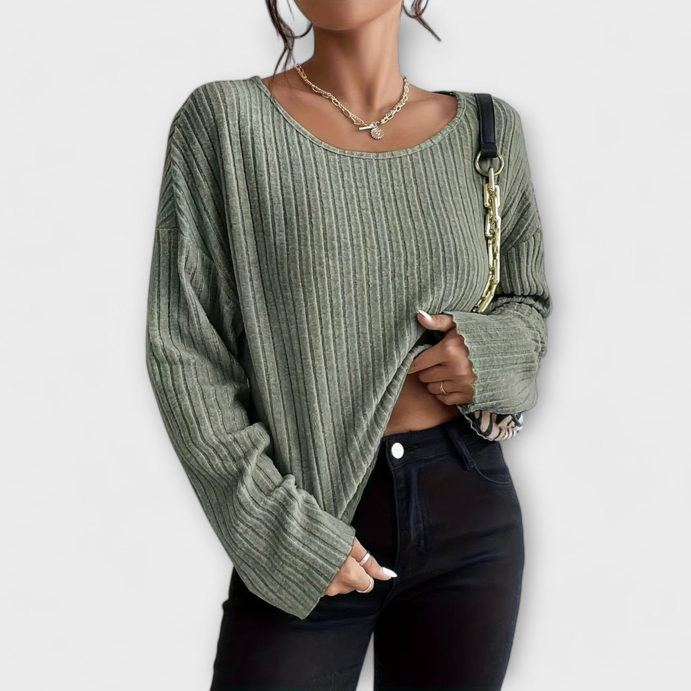 Emily | Modern Ribbed T-Shirt with Round Neck