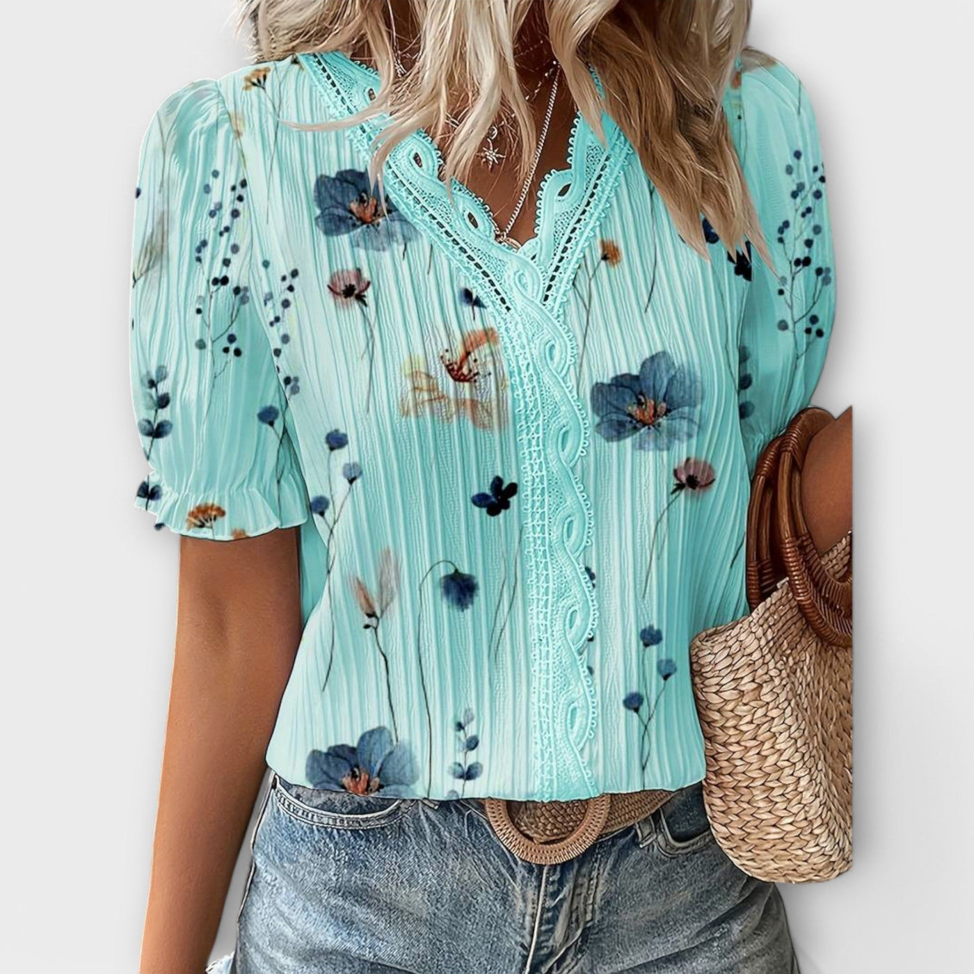 Emily | Flower V-Neck Blouse