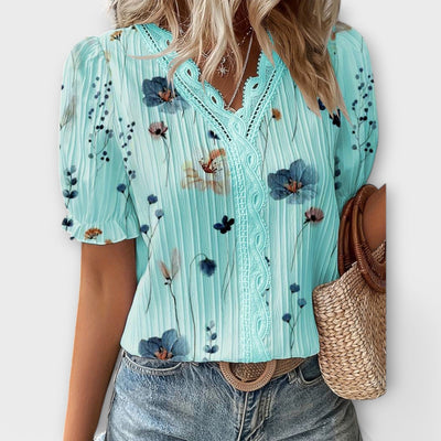 Emily | Flower V-Neck Blouse