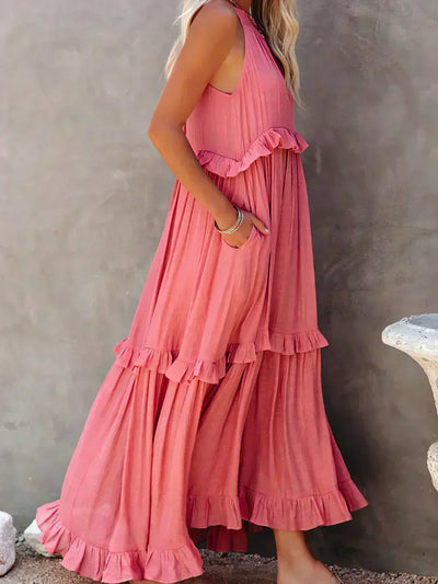 Cindy | Chic Ruffle Trim Sleeveless Dress