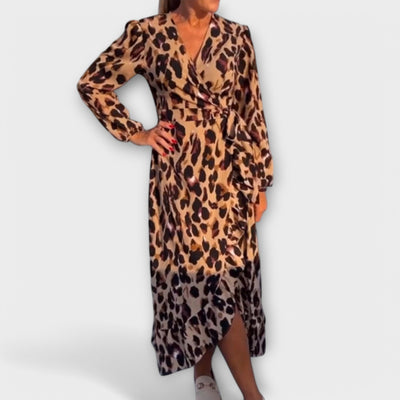 Cassie | Leopard Print V-Neck Dress