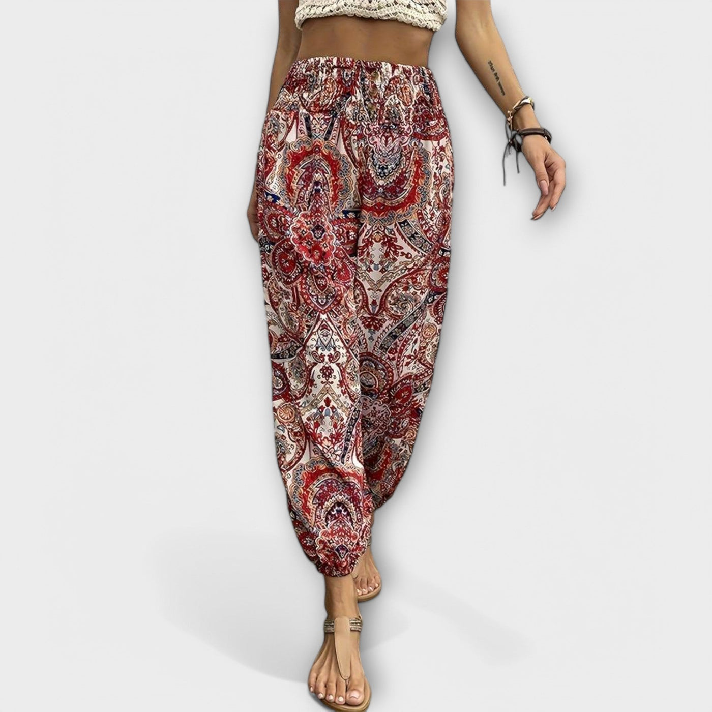 Scarlett | Pants with Ethnic Graphic Print