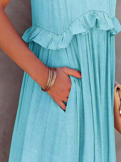 Cindy | Chic Ruffle Trim Sleeveless Dress
