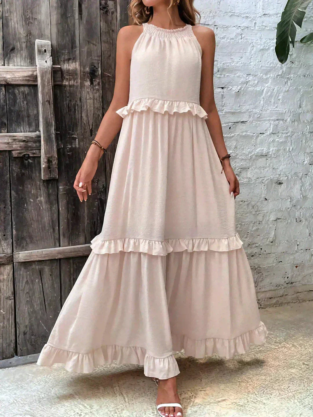 Cindy | Chic Ruffle Trim Sleeveless Dress