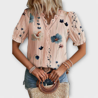Emily | Flower V-Neck Blouse