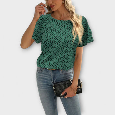 Samantha | Blouse with Ruffle Details and Round Neck