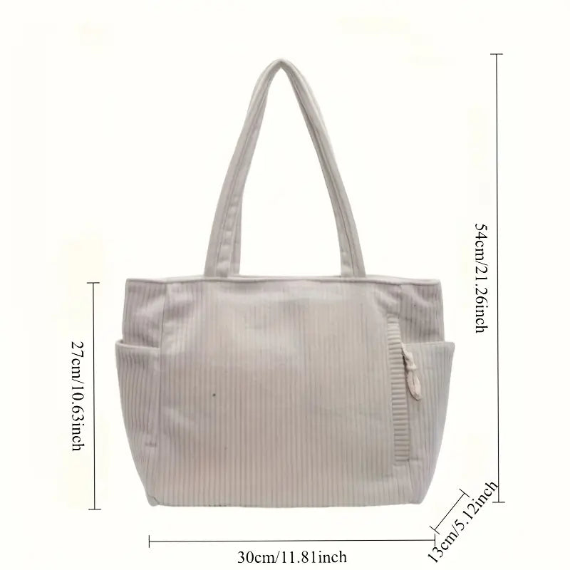 Mathilda | Ribbed Tote Bag with Cord Detail