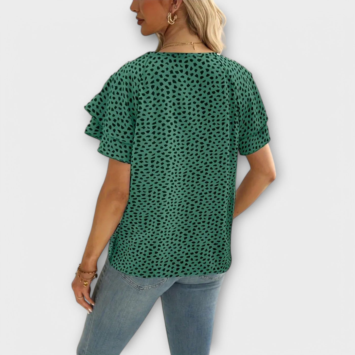 Samantha | Blouse with Ruffle Details and Round Neck