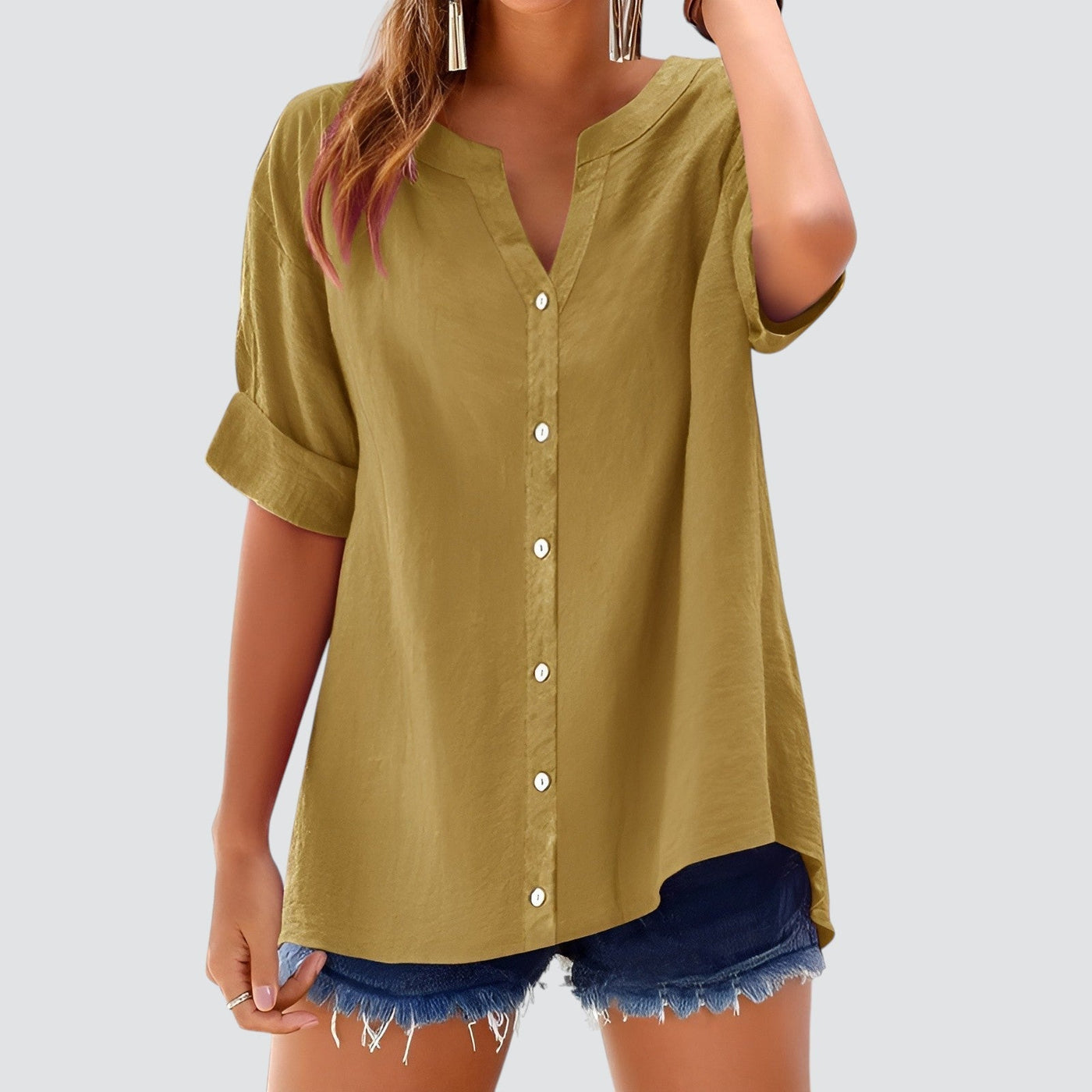 Evi | Summer linen blouse with buttons