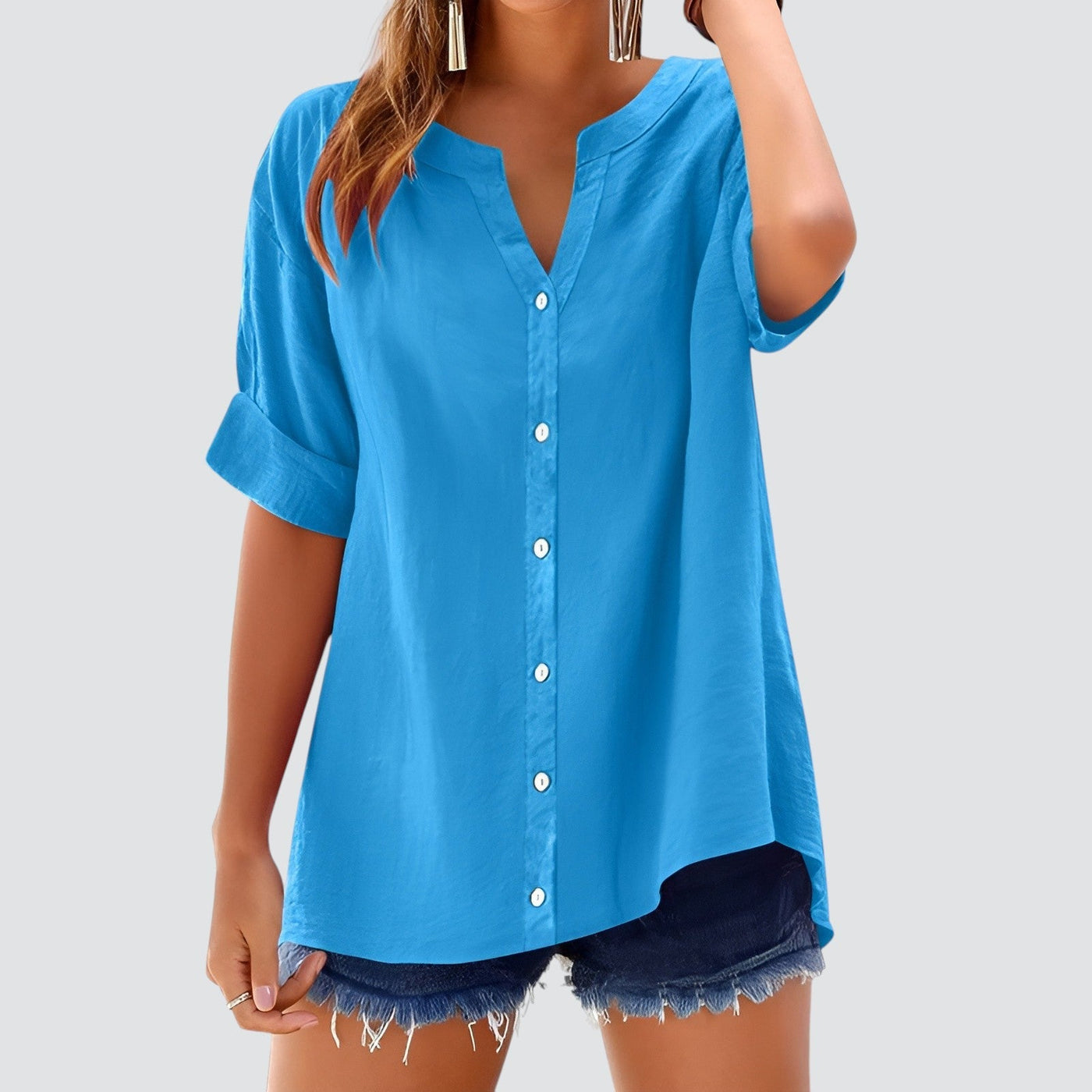 Evi | Summer linen blouse with buttons