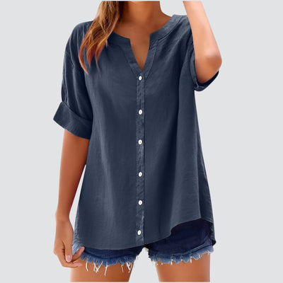 Evi | Summer linen blouse with buttons