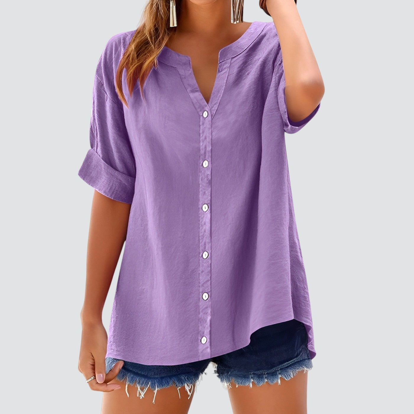 Evi | Summer linen blouse with buttons
