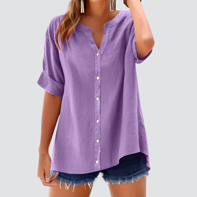 Evi | Summer linen blouse with buttons