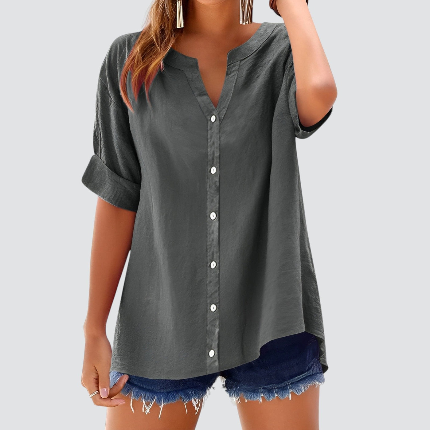 Evi | Summer linen blouse with buttons