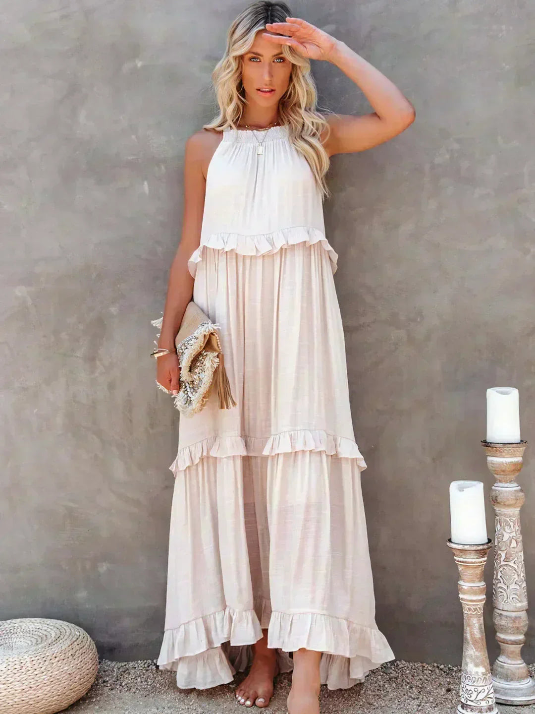 Cindy | Chic Ruffle Trim Sleeveless Dress