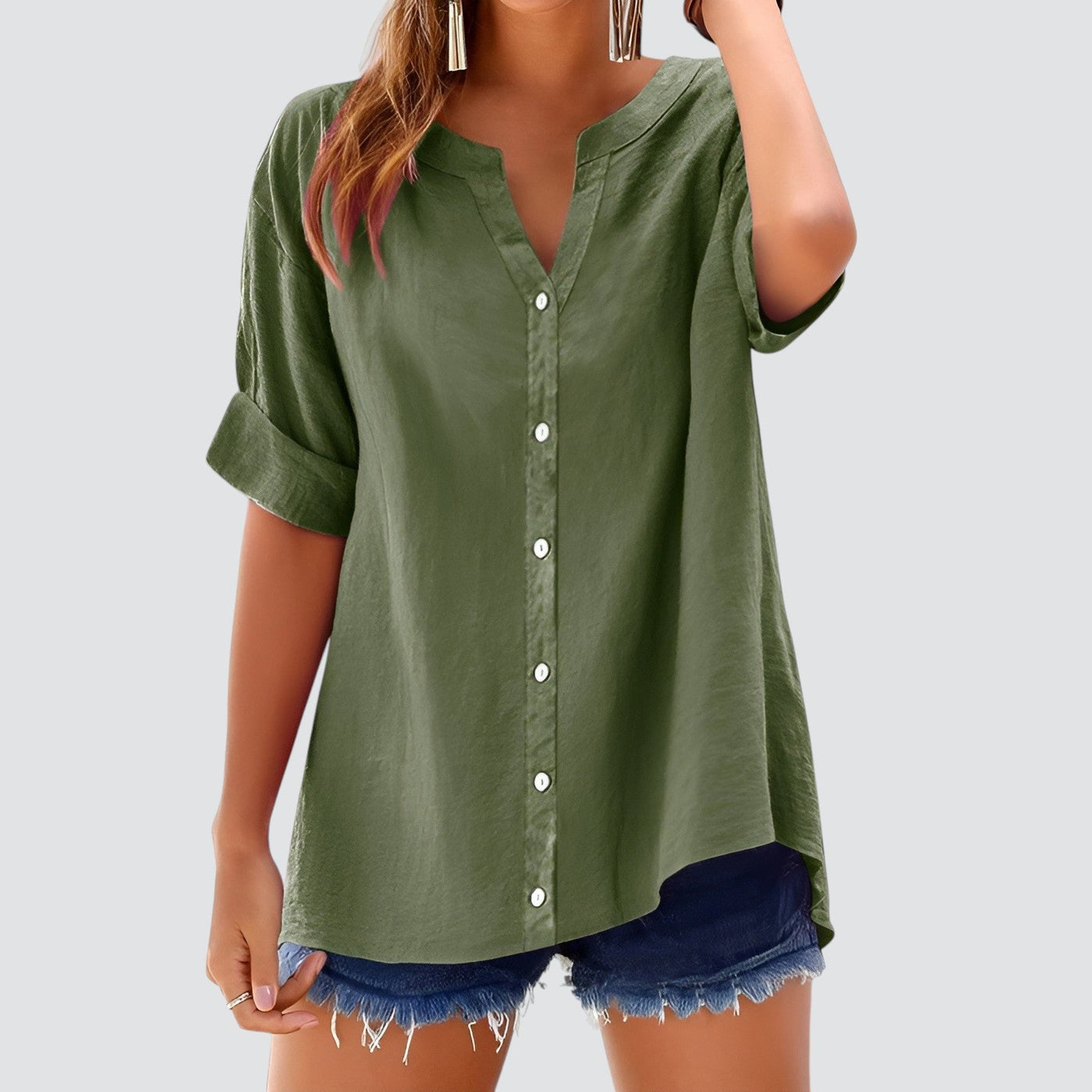 Evi | Summer linen blouse with buttons