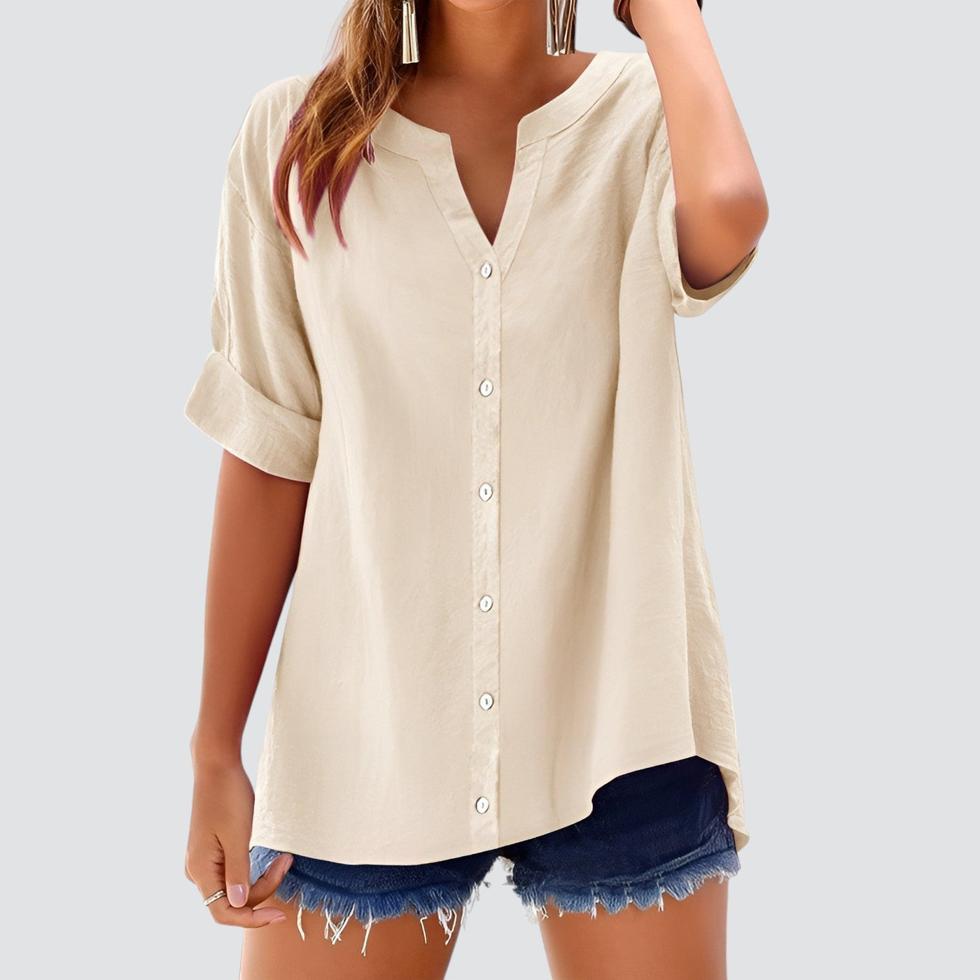 Evi | Summer linen blouse with buttons