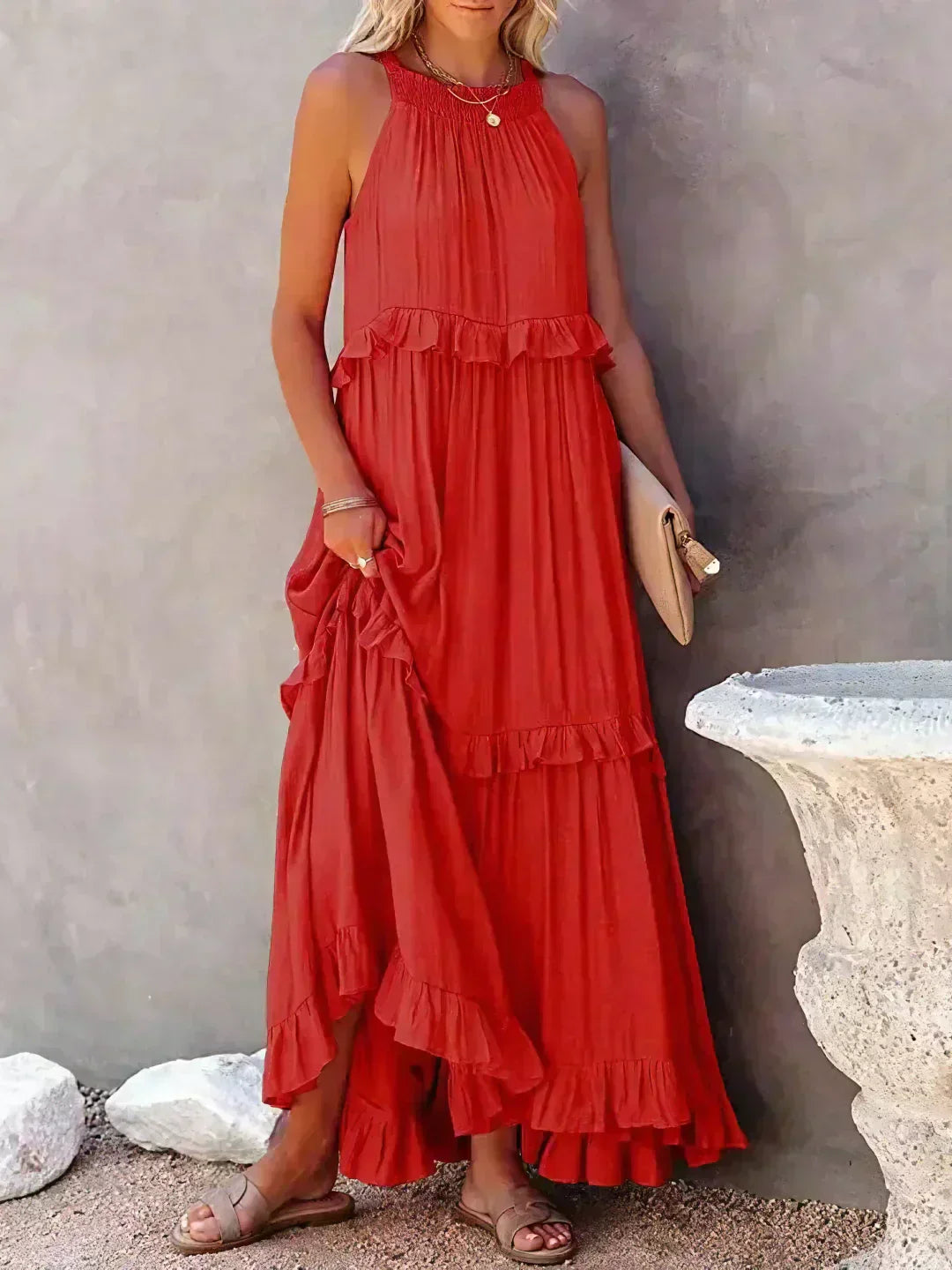 Cindy | Chic Ruffle Trim Sleeveless Dress