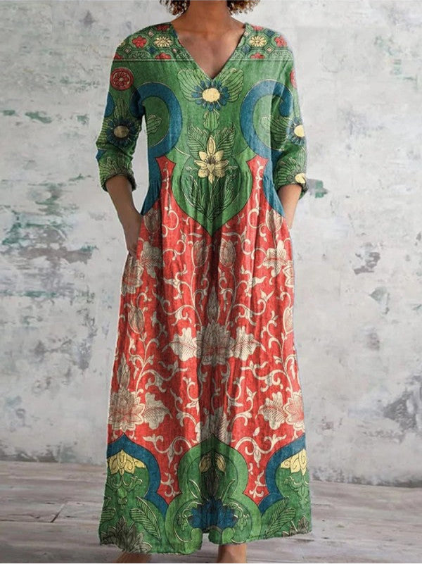 Mary | Long Dress with Vintage Floral Print