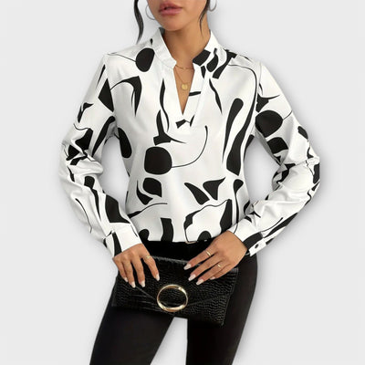 Flora | Elegant long-sleeved blouse with V-neck