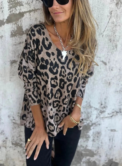 Peggy | Round Neck Leopard Print Top