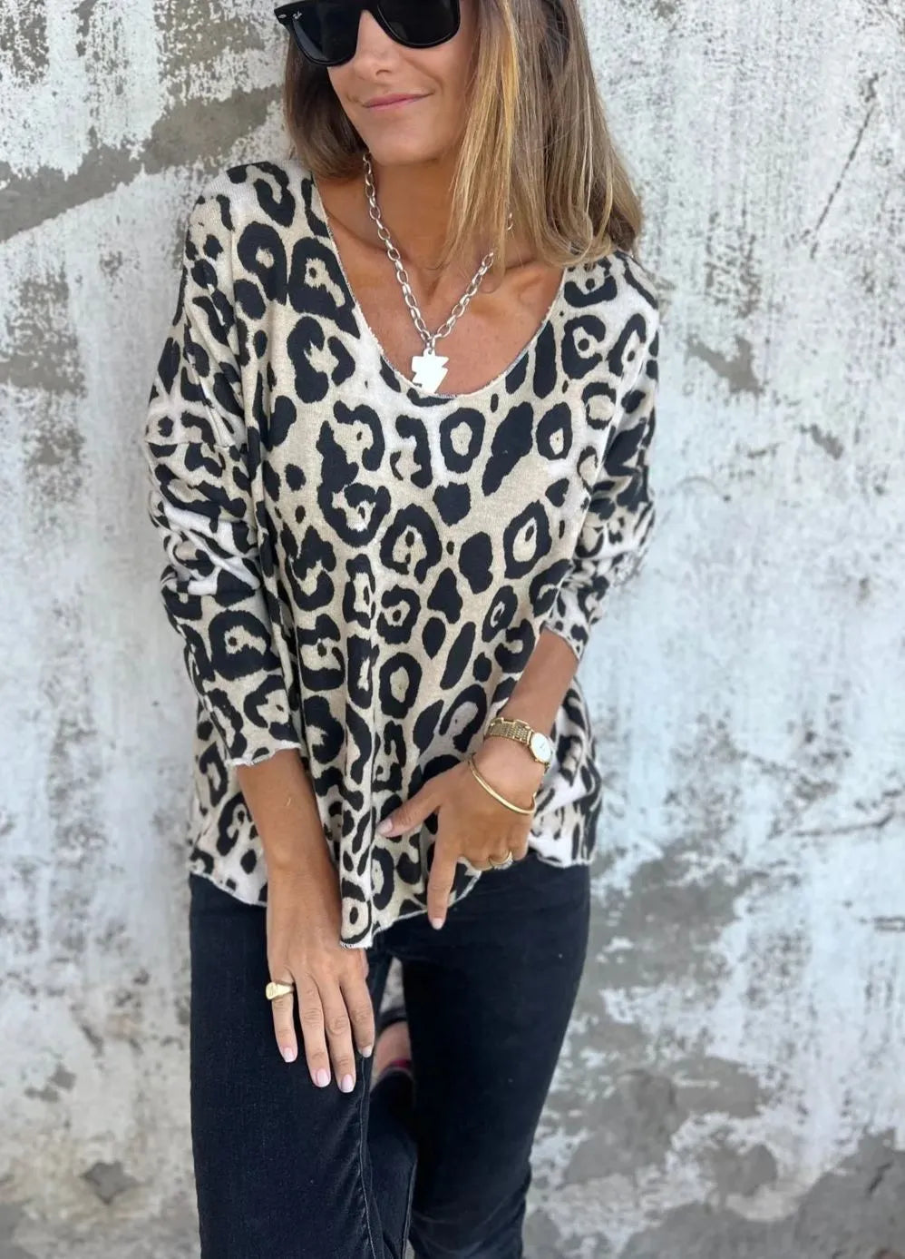 Peggy | Round Neck Leopard Print Top